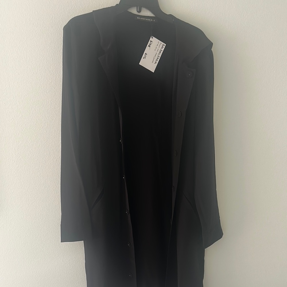 Balenciaga silk hooded jacket dress